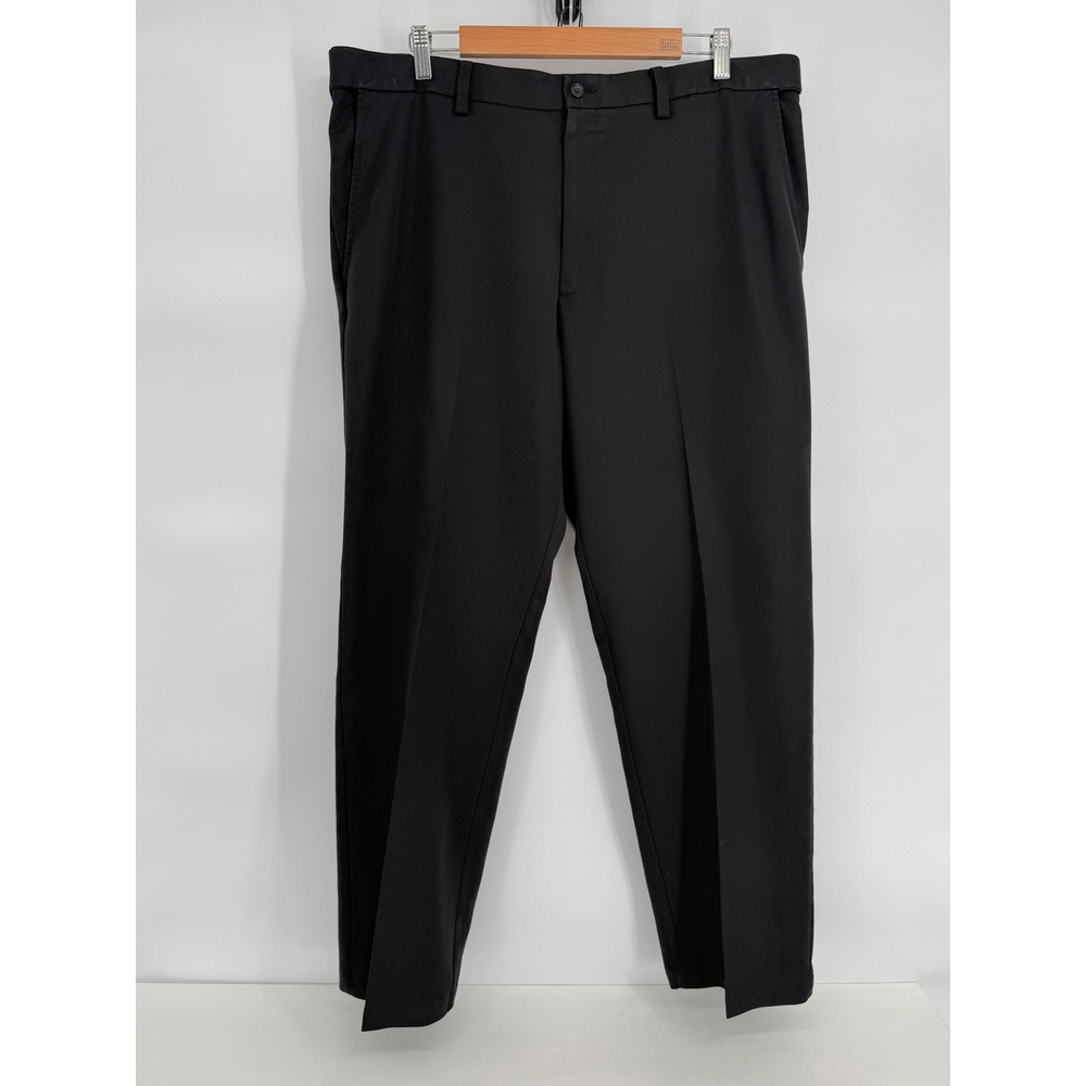 Haggar Mens Black Dress‎ Pants Sz 38x30 Flat Front Expandable Waist Straight Leg